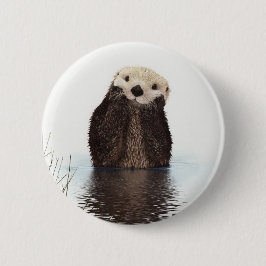 かわいい可愛らしいフワフワのカワウソ 缶バッジ