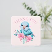かわいい可愛らしいブルーベビー鸚鵡 サンキューカード (スタンド正面)