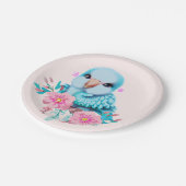 かわいい可愛らしいブルーベビー鸚鵡 ペーパープレート (アングル)