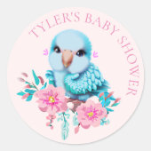 かわいい可愛らしいブルーベビー鸚鵡 ラウンドシール (正面)