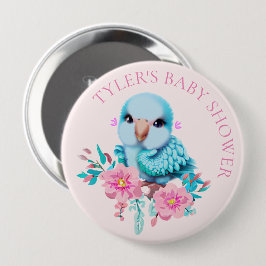 かわいい可愛らしいブルーベビー鸚鵡 缶バッジ