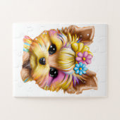 かわいい可愛らしいベビーヨークシャーテリア ジグソーパズル (横)