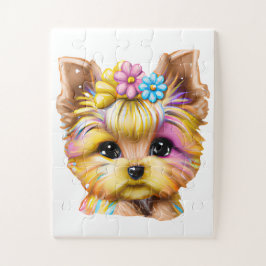 かわいい可愛らしいベビーヨークシャーテリア ジグソーパズル