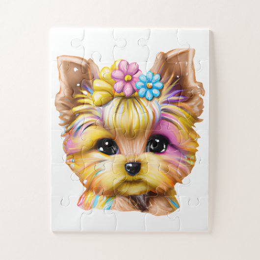 かわいい可愛らしいベビーヨークシャーテリア ジグソーパズル (縦)