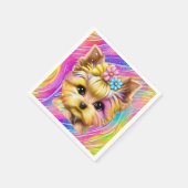 かわいい可愛らしいベビーヨークシャーテリア スタンダードカクテルナプキン (角)
