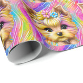 かわいい可愛らしいベビーヨークシャーテリア ラッピングペーパー (ロールコーナー)