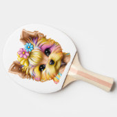 かわいい可愛らしいベビーヨークシャーテリア 卓球ラケット (横)