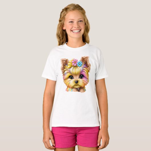 かわいい可愛らしいベビーヨークシャーテリア Tシャツ (正面フル)