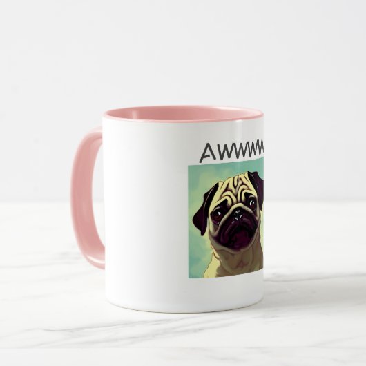 かわいい可愛らしい子犬の可愛い茶色の目パグ マグカップ (正面左)