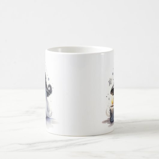 かわいい可愛らしい幽霊は魔女の帽子のマグカップを着た コーヒーマグカップ (中央)