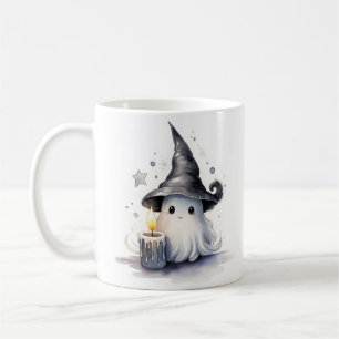 かわいい可愛らしい幽霊は魔女の帽子のマグカップを着た コーヒーマグカップ