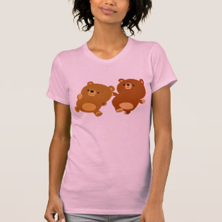 かわいい可愛らしい漫画が女性のTシャツを支える Tシャツ