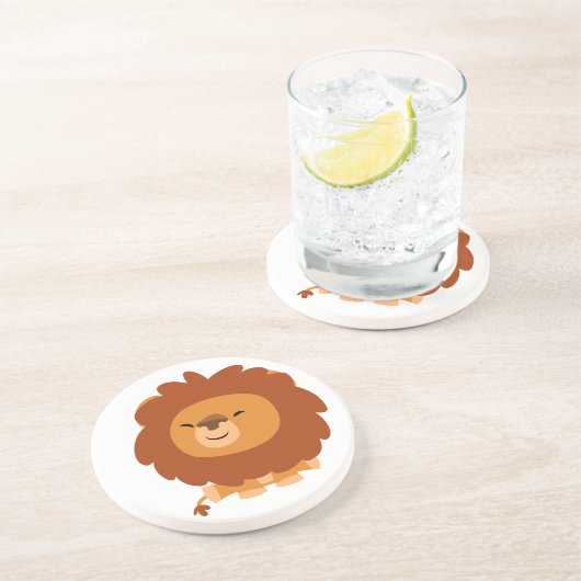 かわいい可愛らしい漫画のライオンのコースター コースター (側面)