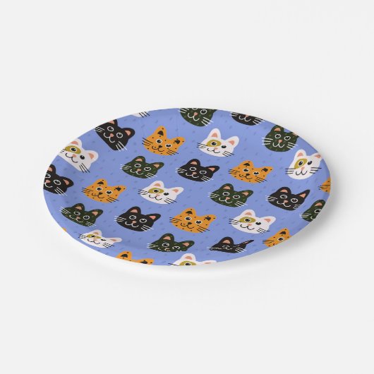 かわいい可愛らしい猫たち、カラフルとおもしろい。 ペーパープレート (アングル)