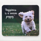 かわいい可愛らしい白い子犬 マウスパッド (正面)