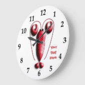 かわいい可愛らしい赤ロブスターハート型ピンサー ラージ壁時計 (傾斜)