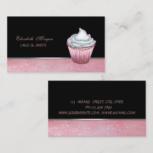 かわいい可愛エレガントいカップケーキ 名刺 (正面/裏面)