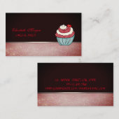 かわいい可愛エレガントらしいカップケーキさくらんぼベーカリー 名刺 (正面/裏面)