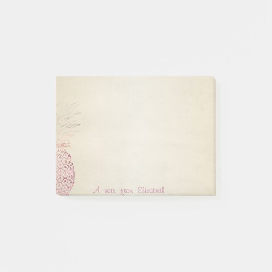 かわいい可愛スタイリッシュいピンクのパイナップル ポストイット (正面)