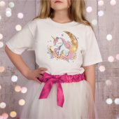 かわいい可愛モダンい虹の魔法のピンクのユニコーン Tシャツ