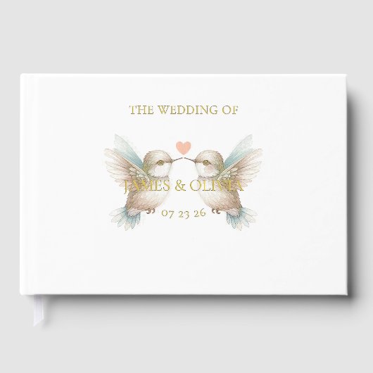 かわいい可愛結婚らしいハミングバードフォイルのゲストブック ゲストブック (正面)