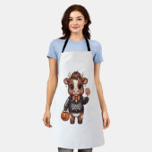 かわいい可笑しいハロウィンハイランドカウズ エプロン (着用した状態)