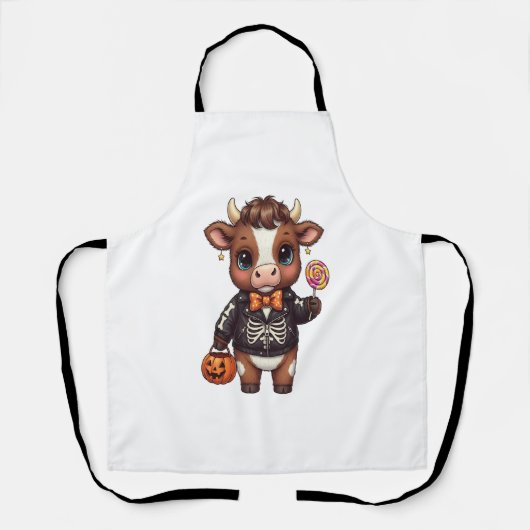かわいい可笑しいハロウィンハイランドカウズ エプロン (正面)