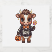 かわいい可笑しいハロウィンハイランドカウズ スパークリングワインラベル (シングルラベル)