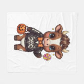 かわいい可笑しいハロウィンハイランドカウズ フリースブランケット (正面(横))