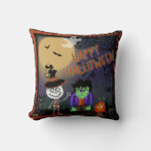 かわいい可笑しいハロウィーンスケルトンモンスターキッズ クッション (正面)