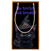 かわいい可笑しいハロウィーン黒猫 スモールペーパーバッグ (正面)