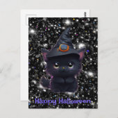 かわいい可笑しいハロウィーン黒猫 ポストカード (正面/裏面)
