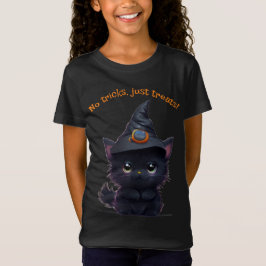 かわいい可笑しいハロウィーン黒猫 Tシャツ