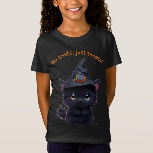かわいい可笑しいハロウィーン黒猫 Tシャツ (正面)