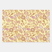 かわいい台所用品イエロー ラッピングペーパーシート (正面)