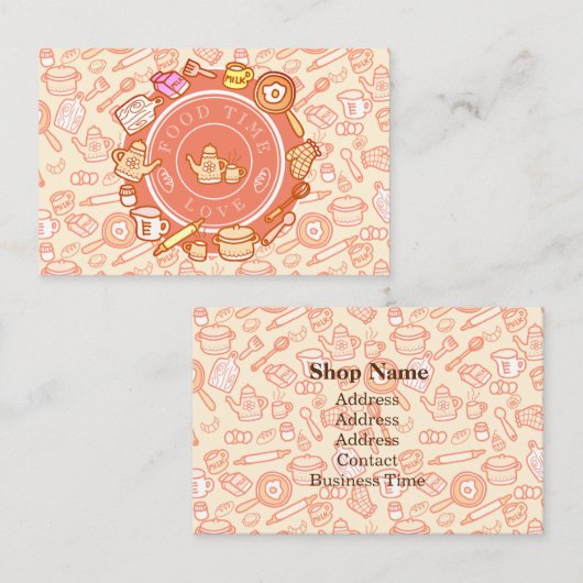 かわいい台所用品オレンジ 名刺 (正面/裏面)