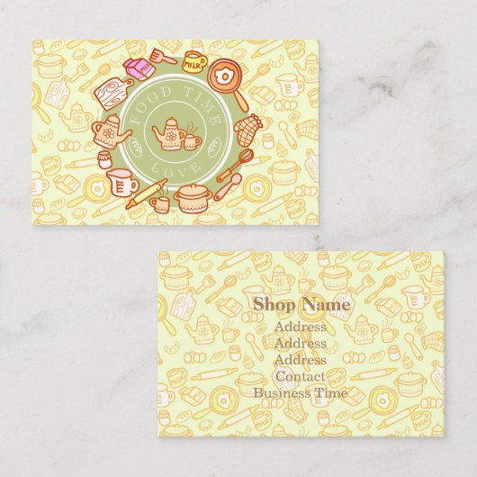 かわいい台所用品グリーン 名刺 (正面/裏面)
