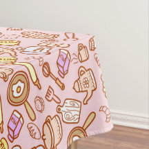 かわいい台所用品ピンクのテーブルクロス