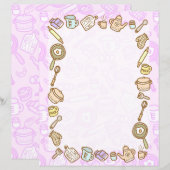 かわいい台所用品ピンクの紙シート (正面/裏面)