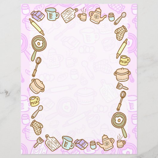 かわいい台所用品ピンクの紙シート (正面)