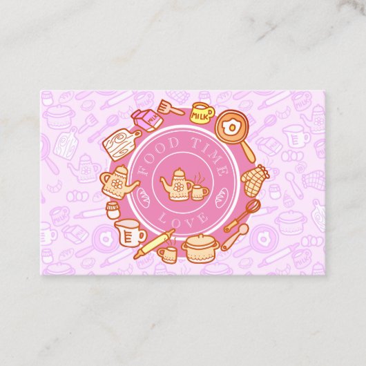 かわいい台所用品ピンク 名刺 (正面)