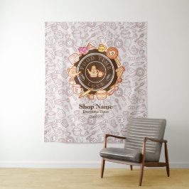 かわいい台所用品ブラウンタペストリー タペストリー