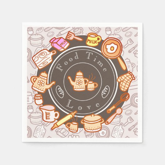 かわいい台所用品ブラウン スタンダードカクテルナプキン (正面)