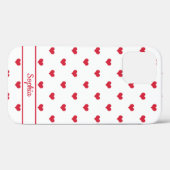 かわいい名パーソナライズされた前の赤い白いハートパターン Case-Mate iPhoneケース (裏面 (横))