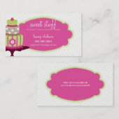 かわいい名刺スイートケーキのベーカリーライムピンク 名刺 (正面/裏面)