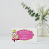 かわいい名刺スイートケーキのベーカリーライムピンク 名刺 (スタンド正面)