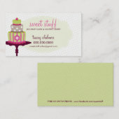 かわいい名刺スイートケーキベーカリーライムピンク 名刺 (正面/裏面)
