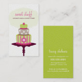 かわいい名刺スイートケーキベーカリーライムピンク 名刺 (正面/裏面)