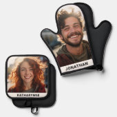 かわいい名前と写真パーソナライズされた 鍋つかみ&鍋敷きセット (正面/裏面)