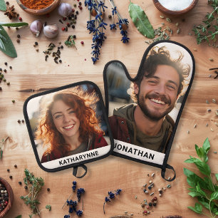 かわいい名前と写真パーソナライズされた 鍋つかみ&鍋敷きセット